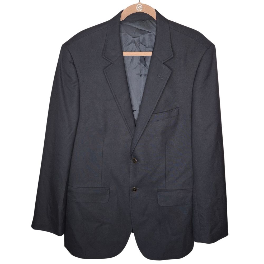 Eddie Bauer Men's Black Wool Blazer Suit Sports Coat Size 46